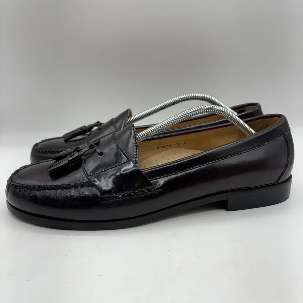 Kirkland Signature Mens Burgundy‎ Leather Tassel Loafers Size 12 D 21273 Brazil